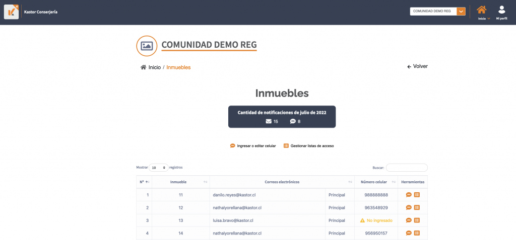 Inmuebles en Kastor Conserjería